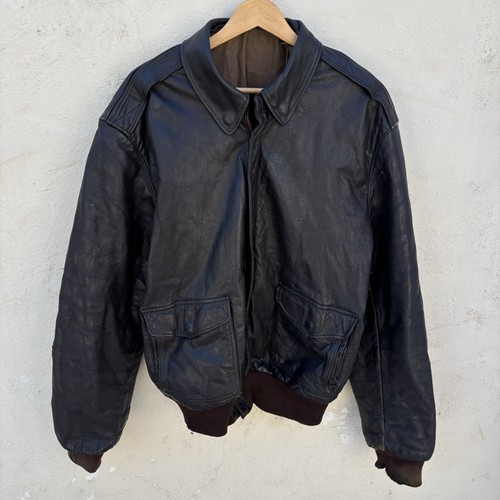 Vintage 80s leather bomber - 80s,